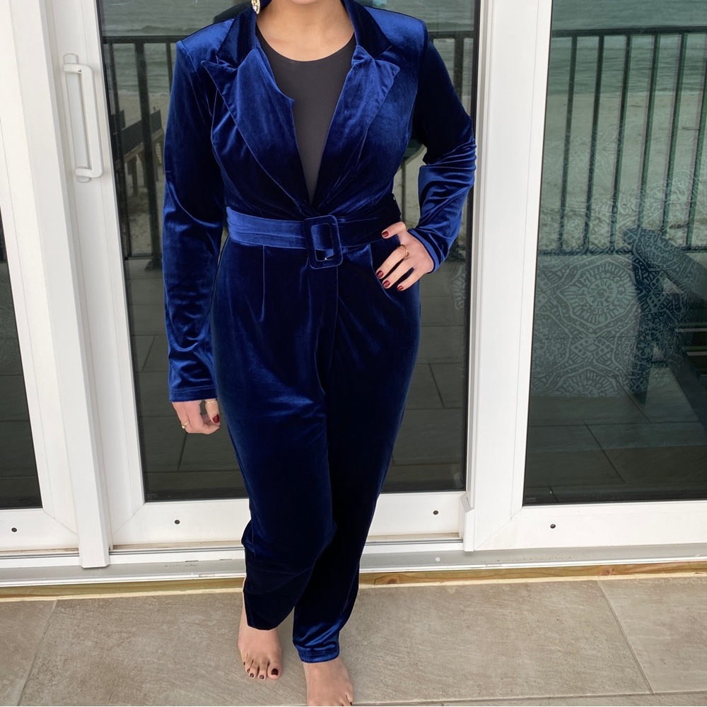 Blue velvet jumpsuit